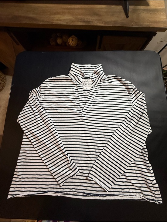 Frank & Eileen Tops - Frank & Eileen Patrick Popover Henley Striped Black and White Size XL